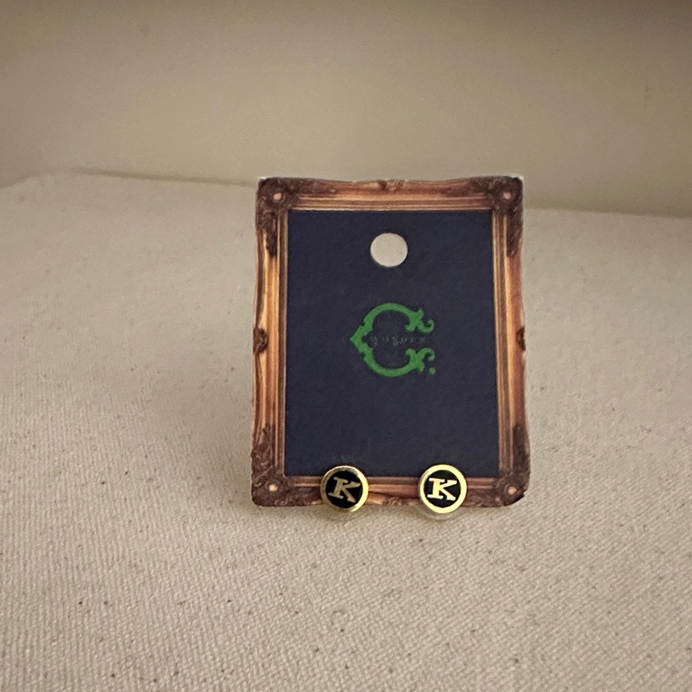 CWonder Gold and Black Initial K Stud Earrings